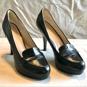 Nine West black loafer heels, 8